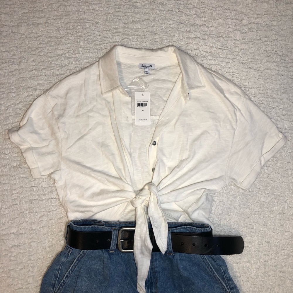 SPLENDID BUTTON UP TIE FRONT TOP - XS